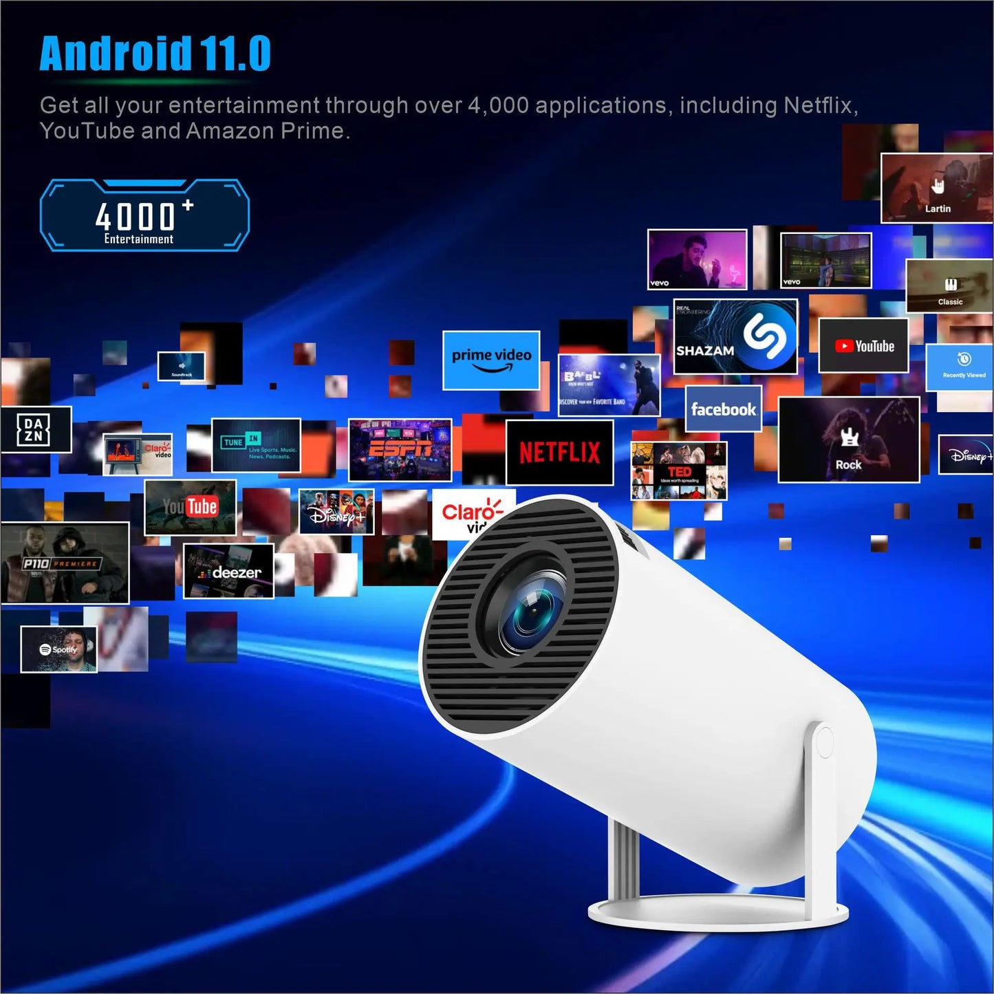 Projector 4K Android 11 Dual Wifi6 290ANSI Allwinner H713 BT5.0 1080P 1280*720P Home Cinema Outdoor Projetor