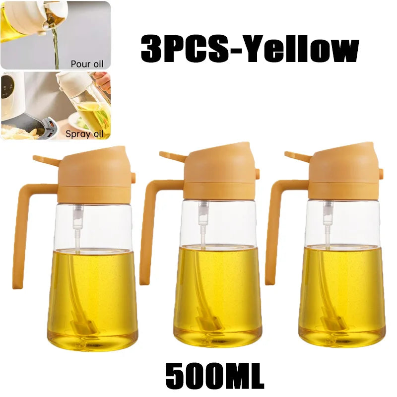 200/300/500ml Oil Spray Bottle BBQ Cooking Olive Oil Sprayer Plastic Baking Oil Spray Empty Bottle Vinegar Bottle Or Oil brush