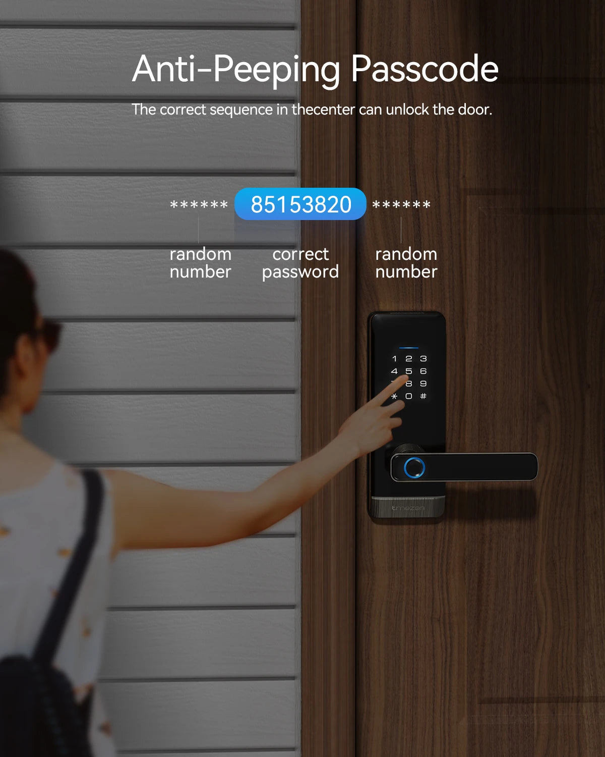 Smart Door Lock, TMEZON Keyless Entry Fingerprint Door Lock with Keypad Digital Door Lock with Handle for Home, Remote/Card