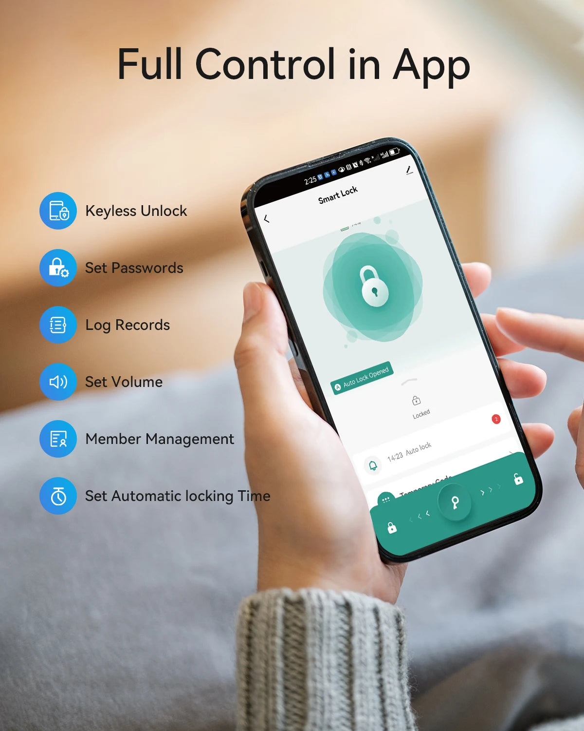 Smart Door Lock, TMEZON Keyless Entry Fingerprint Door Lock with Keypad Digital Door Lock with Handle for Home, Remote/Card