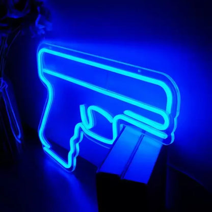 Custom Size Pistol Shaped LED Neon Strip PVC Body USB Switch Night Light Game Room Decoration Hanging Silicone Neon Art No MOQ