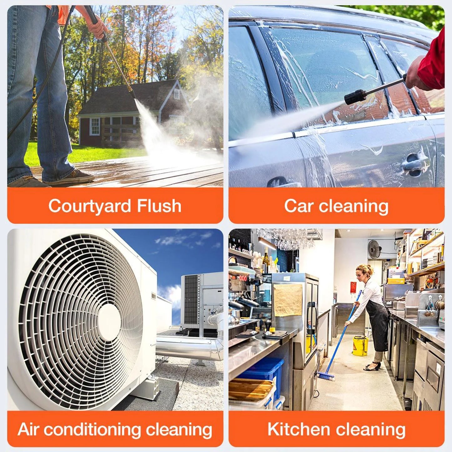 Cordless Pressure Washer, 150PSI Portable Pressure Cleaner Handheld with 6-in-1 Sprayer Battery and Charger 24V 1500mAh Recharge