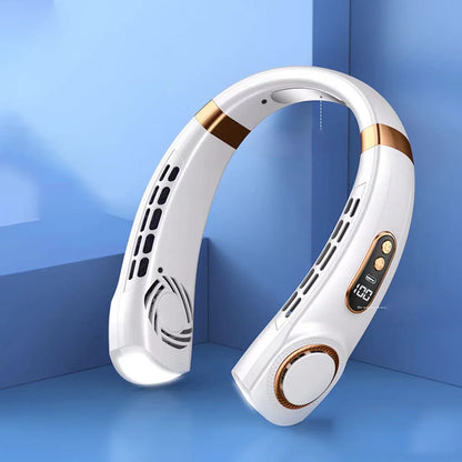 JKUOO Portable Neck Fan,Hands Free Bladeless Fan with LED 4 Cooling Plate,Personal Fan 4000mAh Battery USB Rechargeable