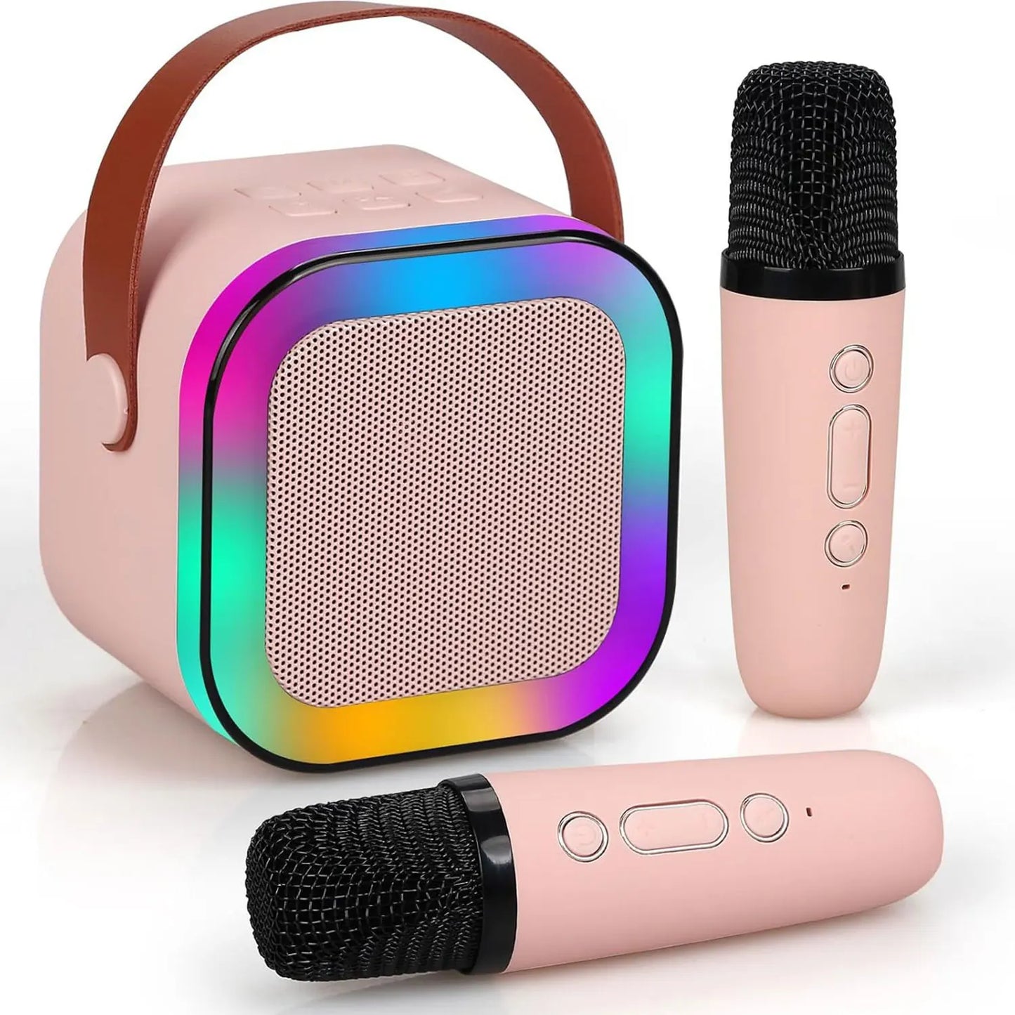 Mini Karaoke Machine, Portable Wireless Karaoke Microphone Singing Speaker with 2 Microphones for Birthday Family House Party