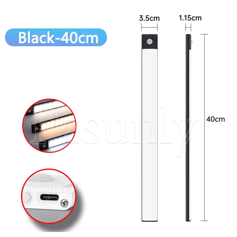 LED Bar Light Motion Sensor USB Rechargeable Led Night Light for Kitchen Wardrobe Cabinet Lighting 30cm/40cm/50cm Cabinet Light