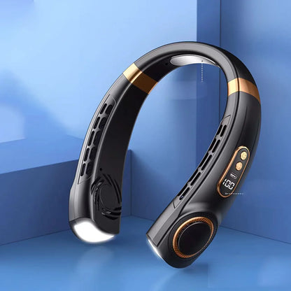 JKUOO Portable Neck Fan,Hands Free Bladeless Fan with LED 4 Cooling Plate,Personal Fan 4000mAh Battery USB Rechargeable