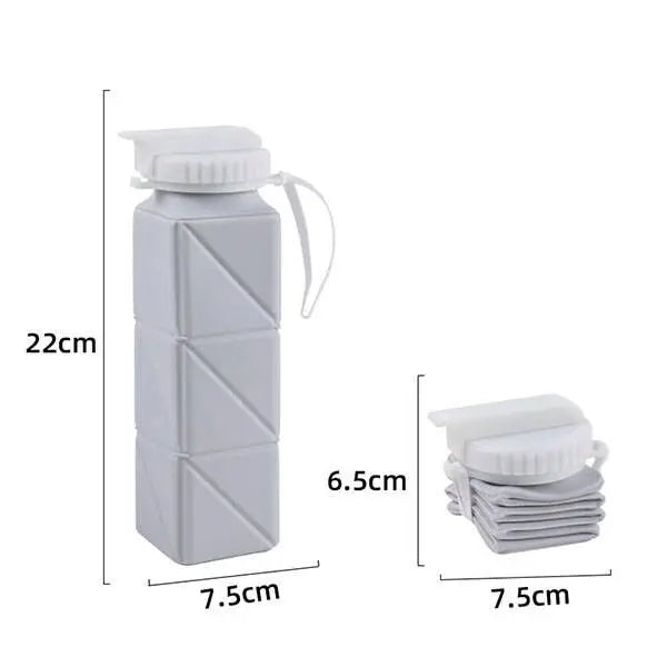 620ml Collapsible Water Bottle Cup with Straw Lid Leakproof BPA Free Silicone Foldable Water Bottle for Travel Gym Camping Sport
