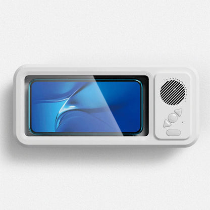 Bathroom Waterproof Phone Case with Bluetooth Speaker Wall Mount Phone Holder Stand Anti-Fog for Showering Bathe Kitchen