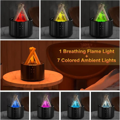 2025 New Simulated Flame Aroma Diffuser Bonfire Air Humidifier Ultrasonic Cool Mist Maker Fogger LED Essential Oil Lamp Difusor