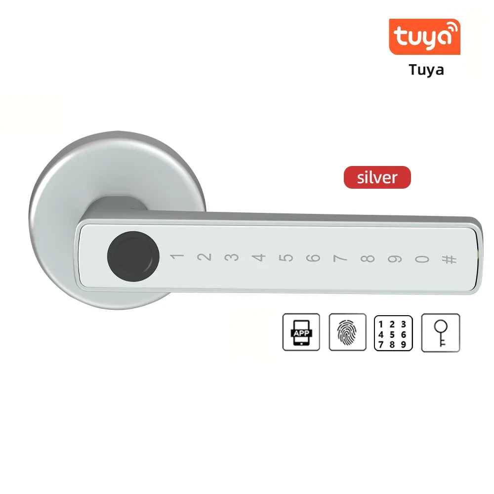 Tuya Smart Fingerprint Lock Financial level Electronic Indoor Lock Password/Key/Tuya APP/Bluetooth Unlock Bathroom Bedroom