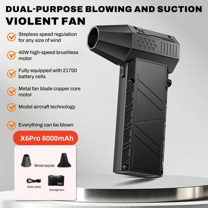 Turbo jet fan Violent Fan X6 Powerful Air Blower 200W High Power Duct Fan Mini Turbo Jet Fan 400000 RPM Strong Winds Turbo Fan
