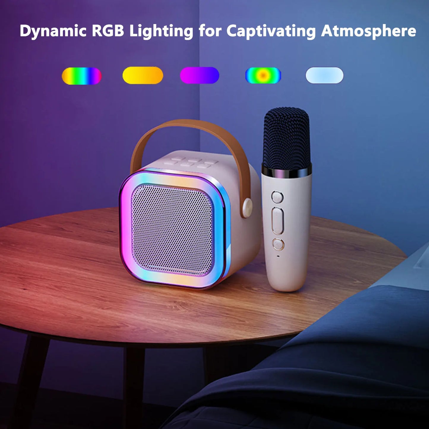 Mini Karaoke Machine, Portable Wireless Karaoke Microphone Singing Speaker with 2 Microphones for Birthday Family House Party