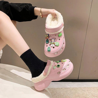 1 Pair Winter Warm Plush Insoles Shoe Charm for Crocs Hole Shoes Velvet Liner Thickened Soft Shoes Cover Shoes Accessories