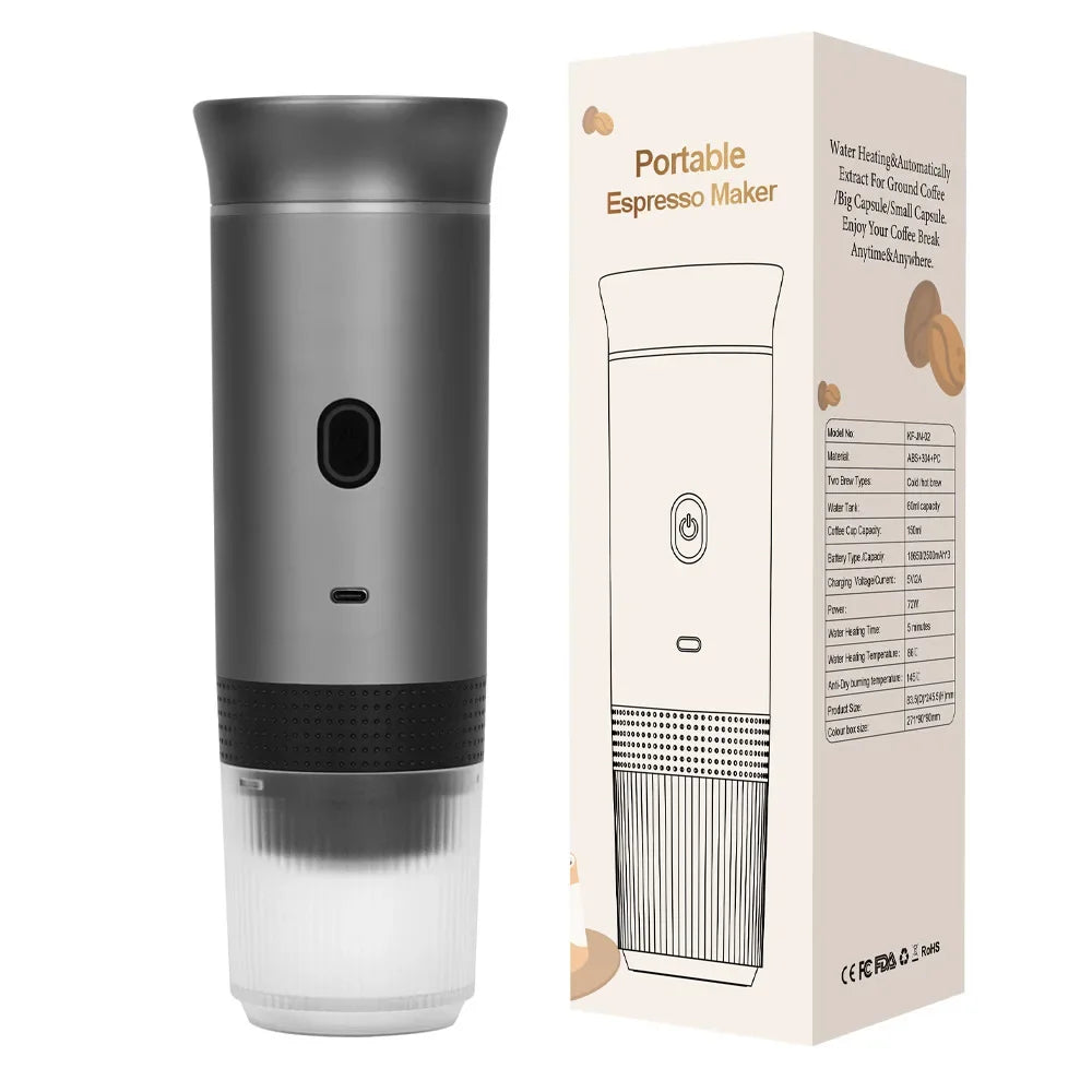 Coffee Machine Portable Wireless Electric Espresso Travel Car Home Camping Coffee Maker 3-in-1 Capsule Powder Coffee Maker