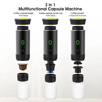 Coffee Machine Portable Wireless Electric Espresso Travel Car Home Camping Coffee Maker 3-in-1 Capsule Powder Coffee Maker