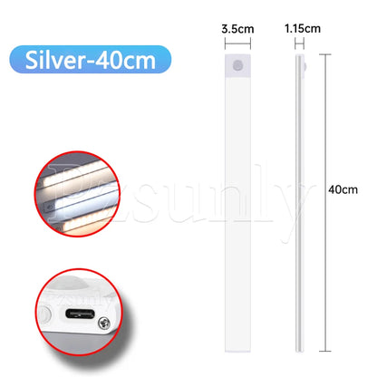 LED Bar Light Motion Sensor USB Rechargeable Led Night Light for Kitchen Wardrobe Cabinet Lighting 30cm/40cm/50cm Cabinet Light