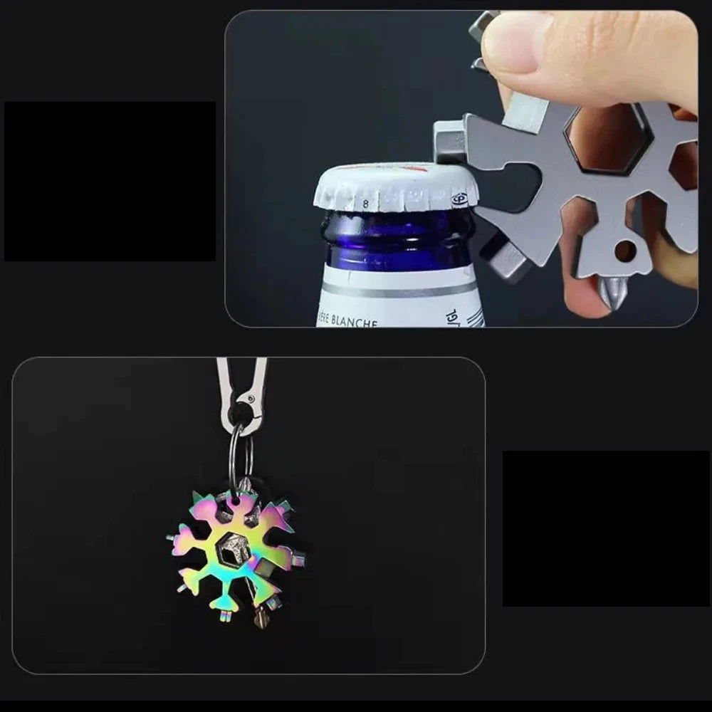 Multifunctional Snowflake Wrench - 18 in 1 Hexagonal Shape Small Wrench Portable Universal Tools for Outdoor Camping Hiking