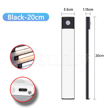 LED Bar Light Motion Sensor USB Rechargeable Led Night Light for Kitchen Wardrobe Cabinet Lighting 30cm/40cm/50cm Cabinet Light