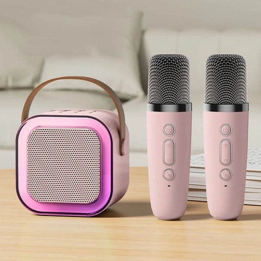 Mini Karaoke Machine, Portable Wireless Karaoke Microphone Singing Speaker with 2 Microphones for Birthday Family House Party