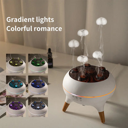Flame Humidifier Dynamic Jellyfish Essential Oil Diffuser 350ML Air Humidifier Gradient Color Aroma Diffuser Desktop Night Light