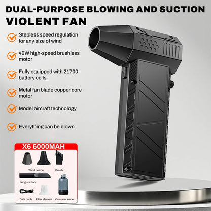 Turbo jet fan Violent Fan X6 Powerful Air Blower 200W High Power Duct Fan Mini Turbo Jet Fan 400000 RPM Strong Winds Turbo Fan