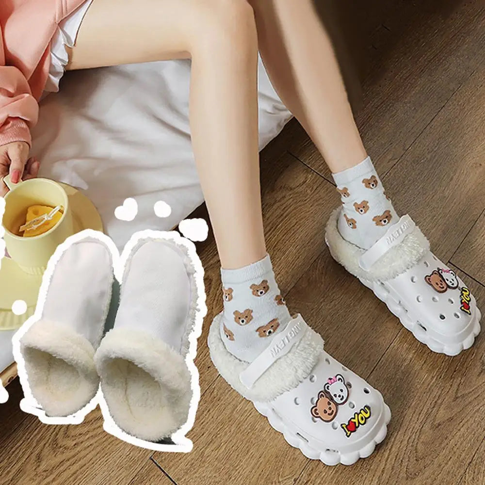 1 Pair Winter Warm Plush Insoles Shoe Charm for Crocs Hole Shoes Velvet Liner Thickened Soft Shoes Cover Shoes Accessories