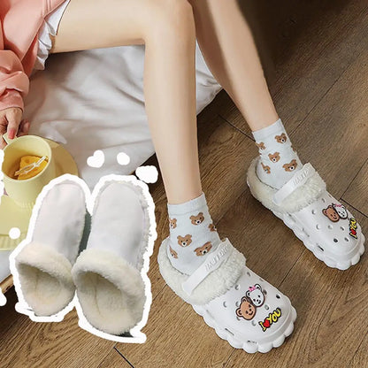 1 Pair Winter Warm Plush Insoles Shoe Charm for Crocs Hole Shoes Velvet Liner Thickened Soft Shoes Cover Shoes Accessories