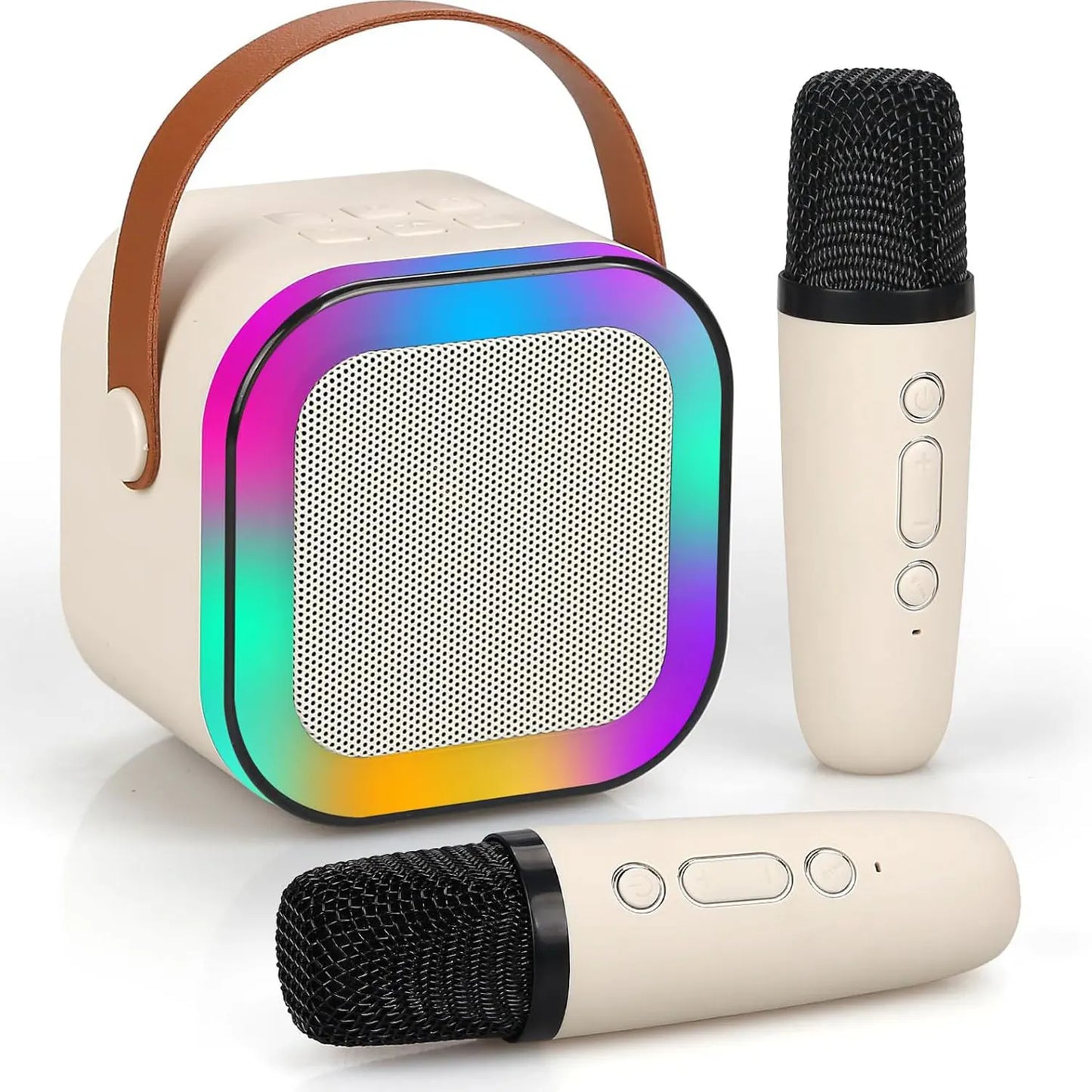 Mini Karaoke Machine, Portable Wireless Karaoke Microphone Singing Speaker with 2 Microphones for Birthday Family House Party