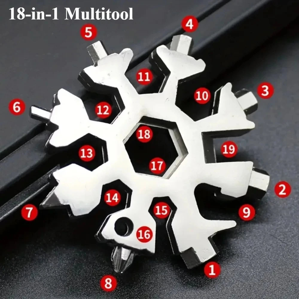 Multifunctional Snowflake Wrench - 18 in 1 Hexagonal Shape Small Wrench Portable Universal Tools for Outdoor Camping Hiking
