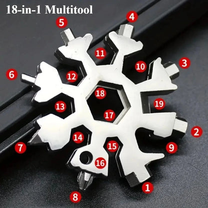 Multifunctional Snowflake Wrench - 18 in 1 Hexagonal Shape Small Wrench Portable Universal Tools for Outdoor Camping Hiking