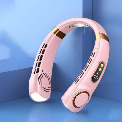 JKUOO Portable Neck Fan,Hands Free Bladeless Fan with LED 4 Cooling Plate,Personal Fan 4000mAh Battery USB Rechargeable