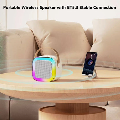 Mini Karaoke Machine, Portable Wireless Karaoke Microphone Singing Speaker with 2 Microphones for Birthday Family House Party