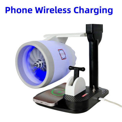 Jet Engine Fan Aircraft Turbofan Turbojet Model Kit 3D Printing Engine Toy with Humidifier Phone Wireless Charging Function