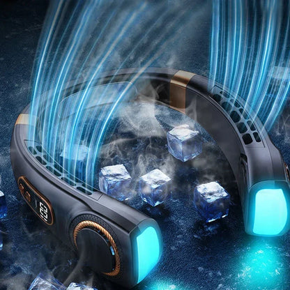 JKUOO Portable Neck Fan,Hands Free Bladeless Fan with LED 4 Cooling Plate,Personal Fan 4000mAh Battery USB Rechargeable