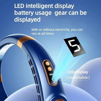 JKUOO Portable Neck Fan,Hands Free Bladeless Fan with LED 4 Cooling Plate,Personal Fan 4000mAh Battery USB Rechargeable