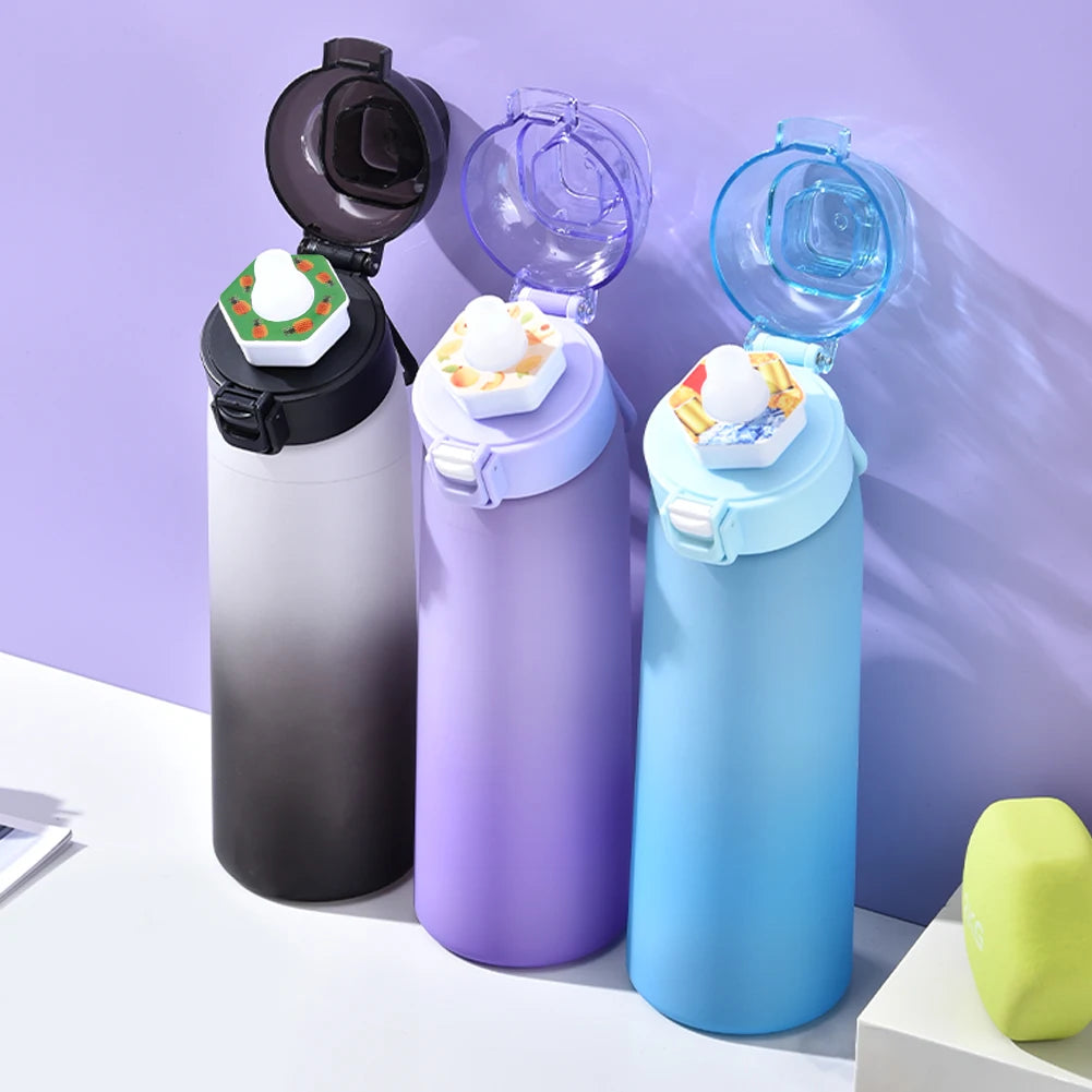650ML Scent Flavored Water Bottle Leak-Proof with 7 Flavor Pods Air Water Up Bottle Portable for Travel Climbing Hiking