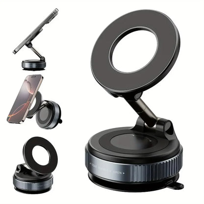 Magnetic Car Phone Holder 360° Rotation Folding With Vacuum Suction Cup For iPhone 12-16 Series Car/Gym/Driving Phone Holder